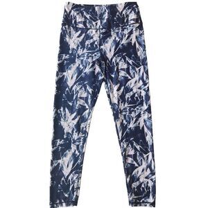 Kyodan Floral Leggings Tropical Print Blue‎ Gray Pink Size Medium